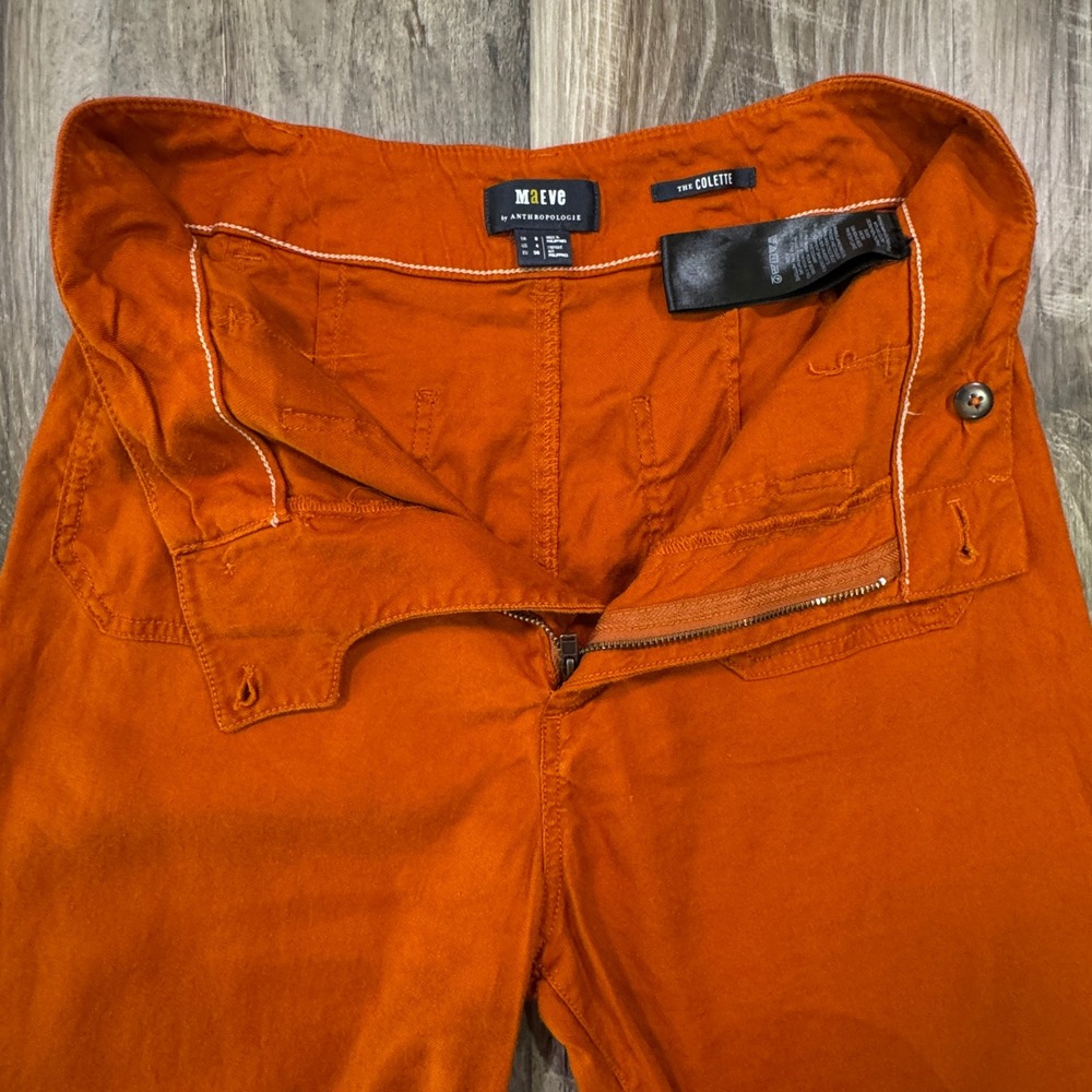 Maeve Pants Womens 4 Burnt Orange The Colette Wide Leg Linen Blend Cropped Pants - Picture 8 of 15